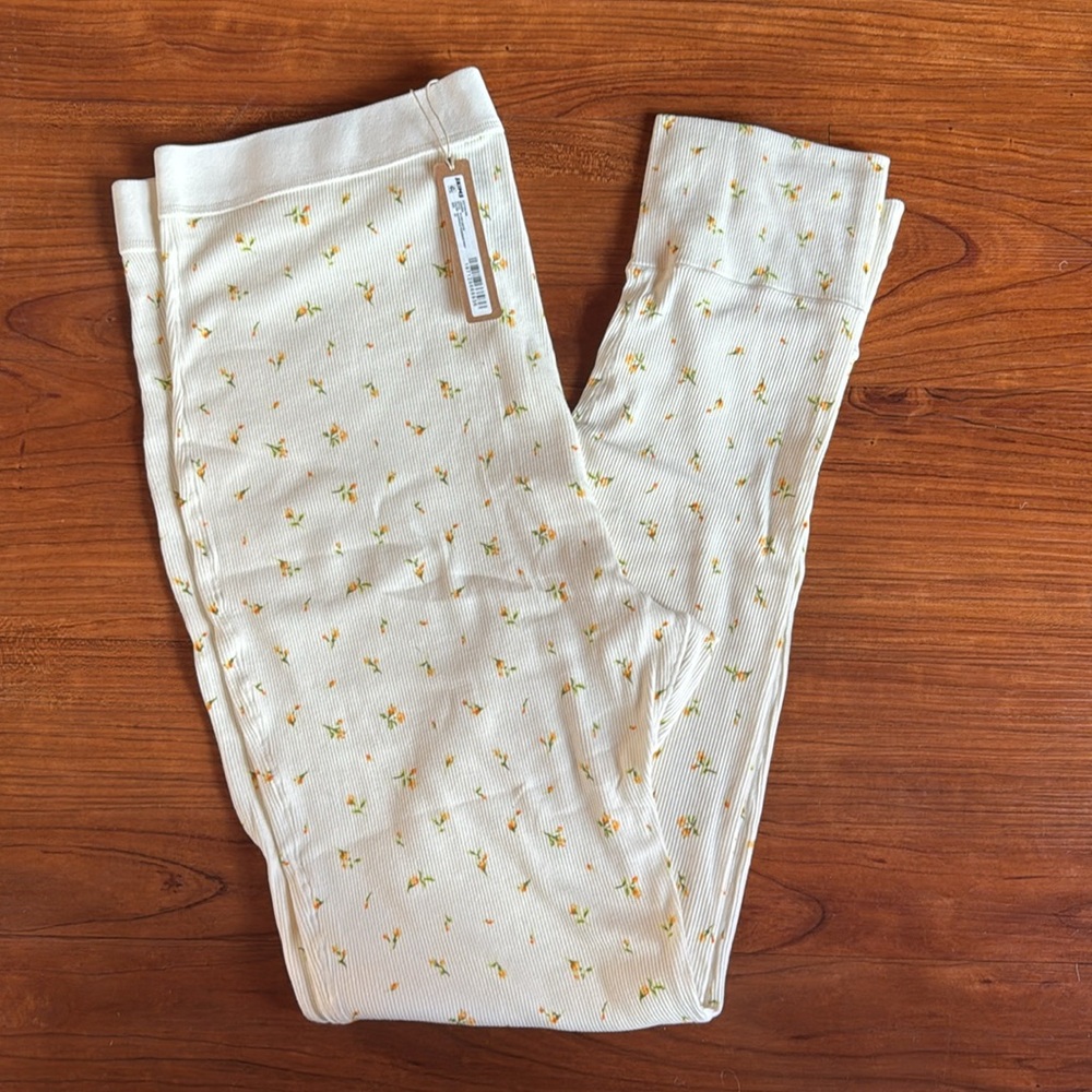 SKIMS COTTON RIB LEGGING MARIGOLD ROSEBUD PRINT NWT